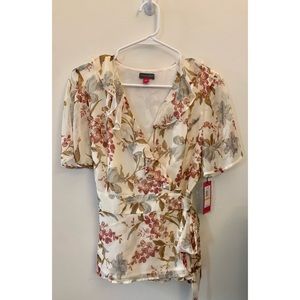 Vince Camuto Floral Wrap Blouse